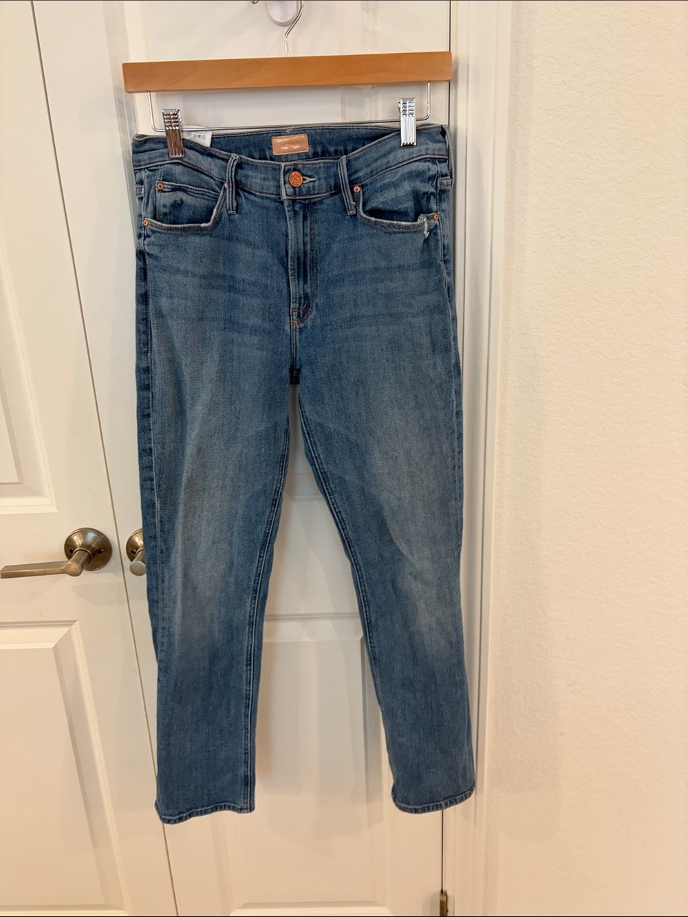 MOTHER Straight-Leg Jeans in Mid Blue